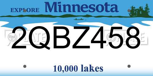 2QBZ458 Minnesota License Plate