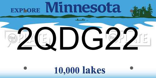 2QDG22 Minnesota License Plate