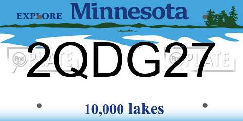 2QDG27 Minnesota License Plate
