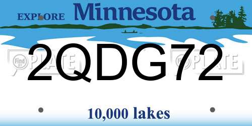 2QDG72 Minnesota License Plate