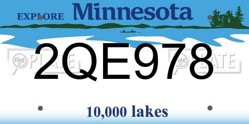 2QE978 Minnesota License Plate