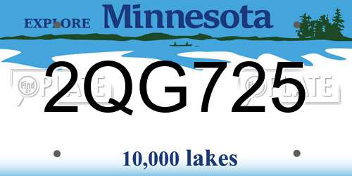 2QG725 Minnesota License Plate