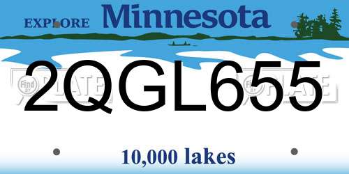 2QGL655 Minnesota License Plate