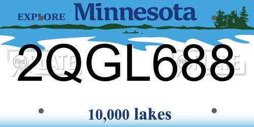 2QGL688 Minnesota License Plate