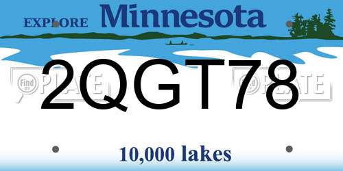 2QGT78 Minnesota License Plate