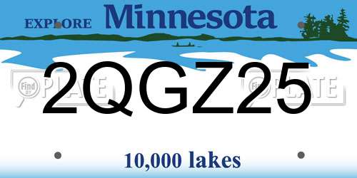 2QGZ25 Minnesota License Plate