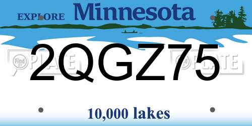2QGZ75 Minnesota License Plate