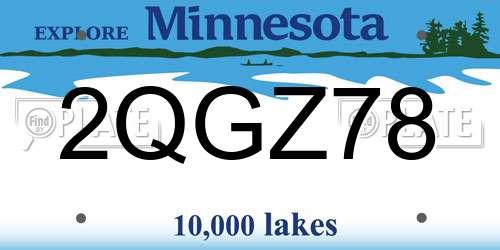 2QGZ78 Minnesota License Plate