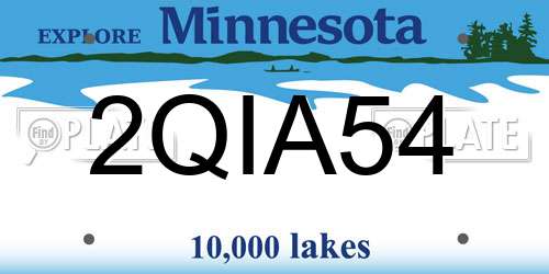 2QIA54 Minnesota License Plate