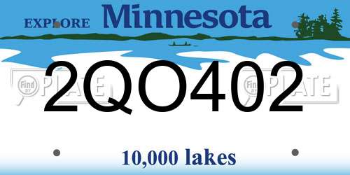 2QO402 Minnesota License Plate