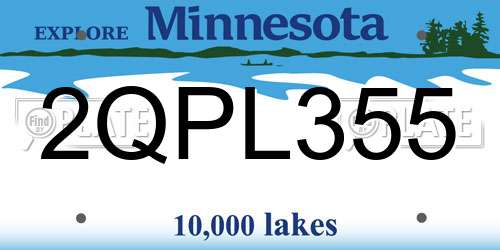 2QPL355 Minnesota License Plate