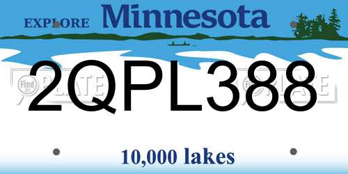 2QPL388 Minnesota License Plate