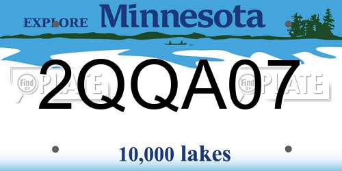 2QQA07 Minnesota License Plate