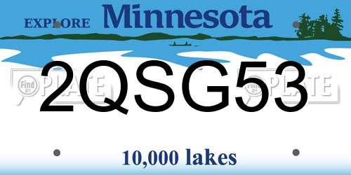 2QSG53 Minnesota License Plate