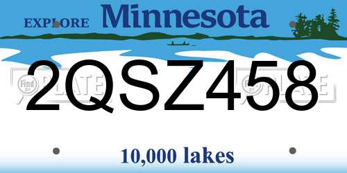 2QSZ458 Minnesota License Plate
