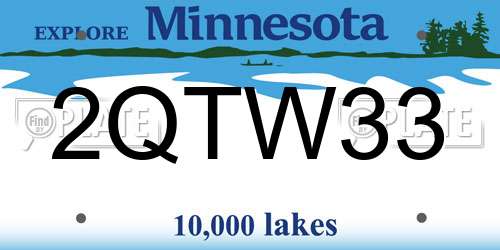 2QTW33 Minnesota License Plate