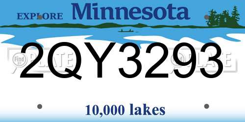 2QY3293 Minnesota License Plate