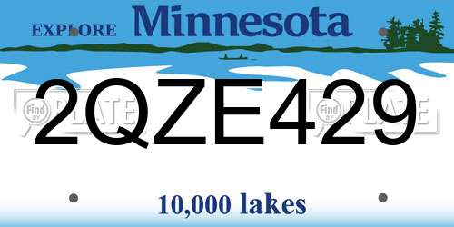 2QZE429 Minnesota License Plate