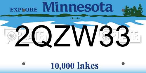 2QZW33 Minnesota License Plate