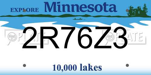 2R76Z3 Minnesota License Plate