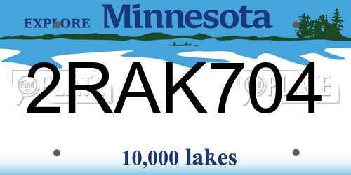 2RAK704 Minnesota License Plate