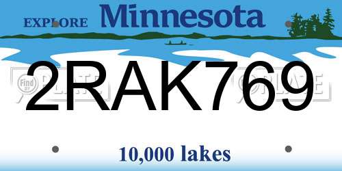 2RAK769 Minnesota License Plate