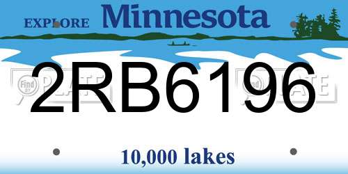 2RB6196 Minnesota License Plate