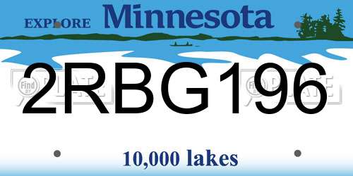 2RBG196 Minnesota License Plate