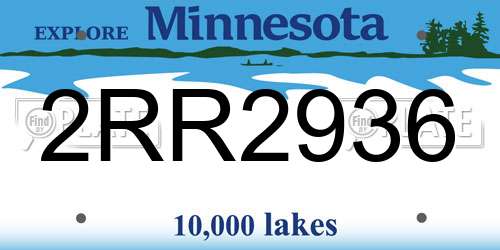 2RR2936 Minnesota License Plate