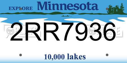 2RR7936 Minnesota License Plate