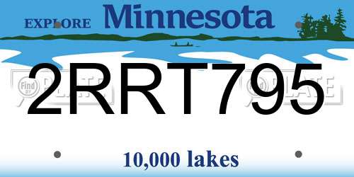 2RRT795 Minnesota License Plate