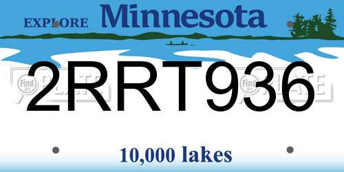 2RRT936 Minnesota License Plate