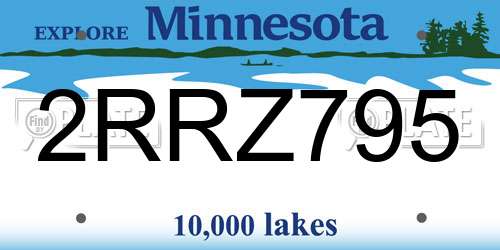 2RRZ795 Minnesota License Plate