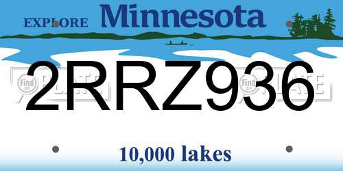 2RRZ936 Minnesota License Plate