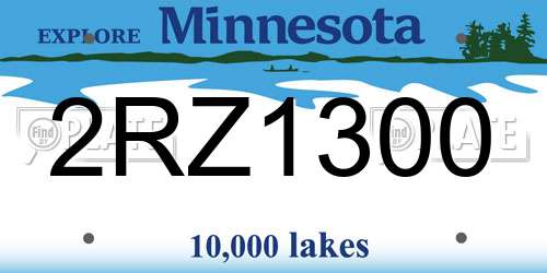 2RZ1300 Minnesota License Plate