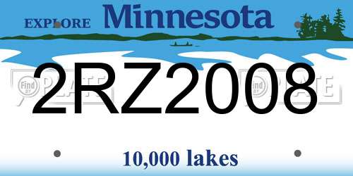 2RZ2008 Minnesota License Plate