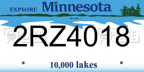 2RZ4018 Minnesota License Plate