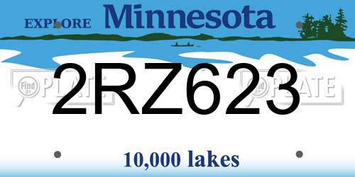 2RZ623 Minnesota License Plate