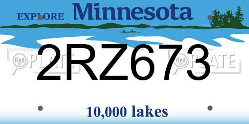 2RZ673 Minnesota License Plate