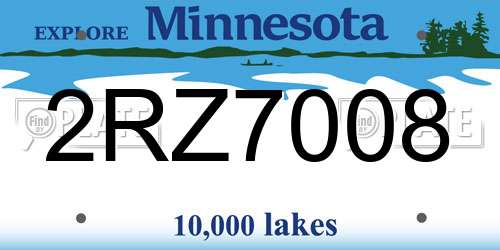 2RZ7008 Minnesota License Plate