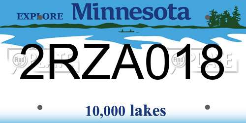 2RZA018 Minnesota License Plate