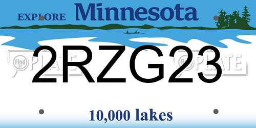 2RZG23 Minnesota License Plate