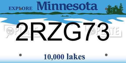 2RZG73 Minnesota License Plate