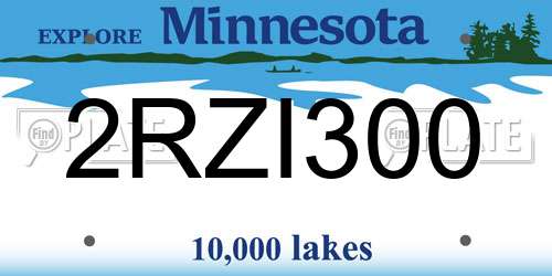 2RZI300 Minnesota License Plate