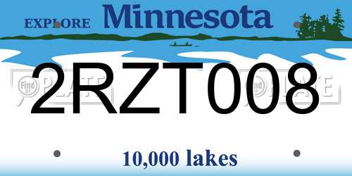 2RZT008 Minnesota License Plate