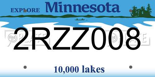 2RZZ008 Minnesota License Plate