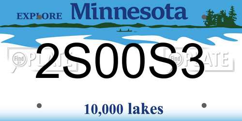 2S00S3 Minnesota License Plate
