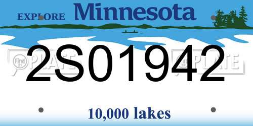 2S01942 Minnesota License Plate