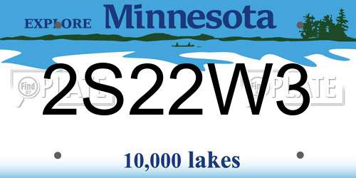 2S22W3 Minnesota License Plate