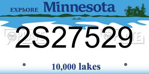 2S27529 Minnesota License Plate